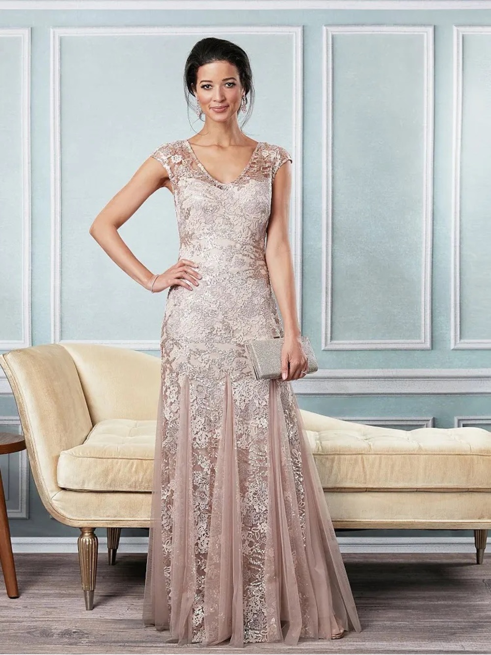 Alex Evenings Women's Sequin Embroidered Trumpet Gown NWT Size 10